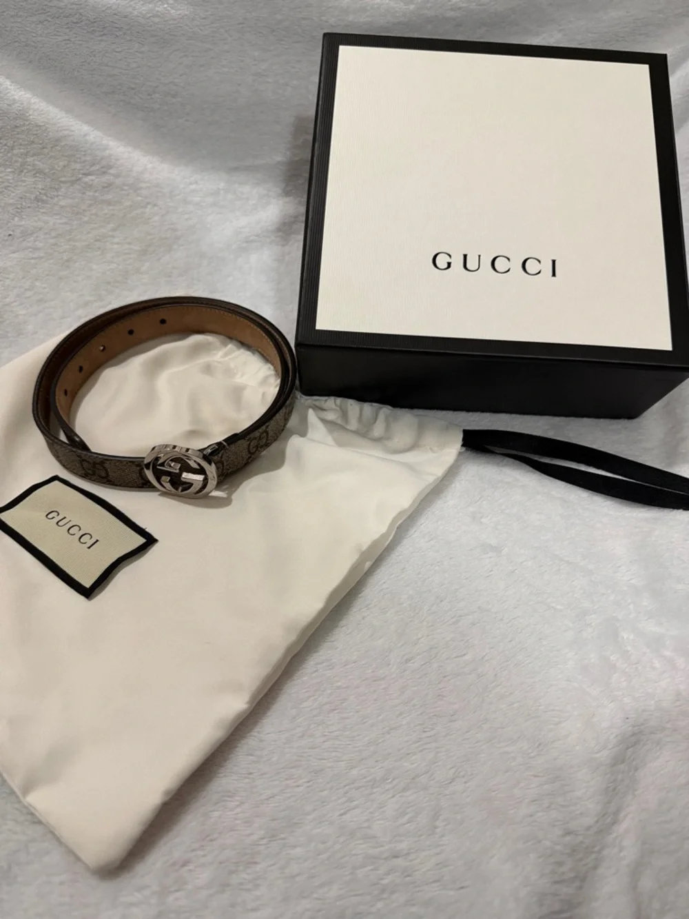 Gucci Kids Brown Supreme Canvas Belt with Silver Double G Buckle